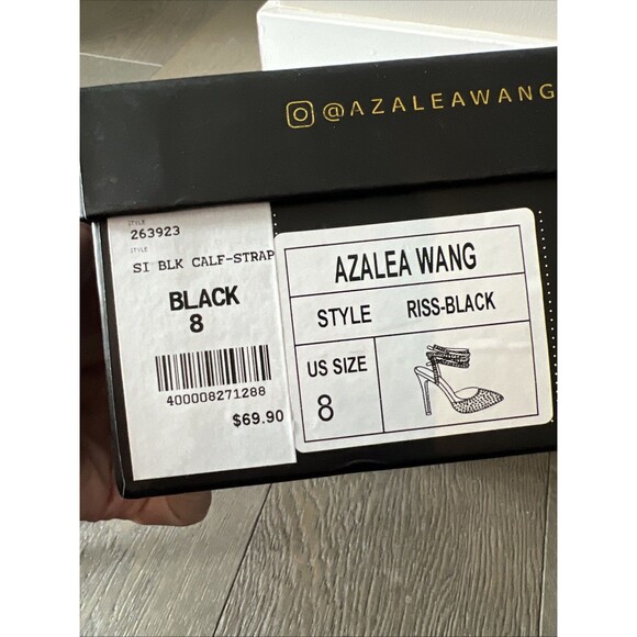 Azalea Wang Black Embellished Slingback Pump Calf Strap Riss-black Size 8 - Picture 7 of 8